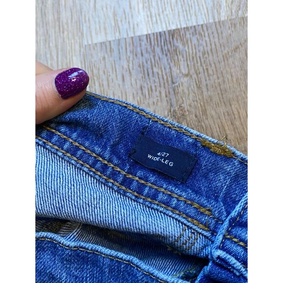 Gap‎ Womens Wide-Leg Denim Jeans Size 27 Leaf Embroidery Boho - Picture 6 of 9